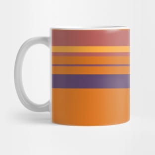 An attractive combination of Old Heliotrope, Deep Ruby, Giant'S Club, Cocoa Brown and Yellow Orange stripes. Mug